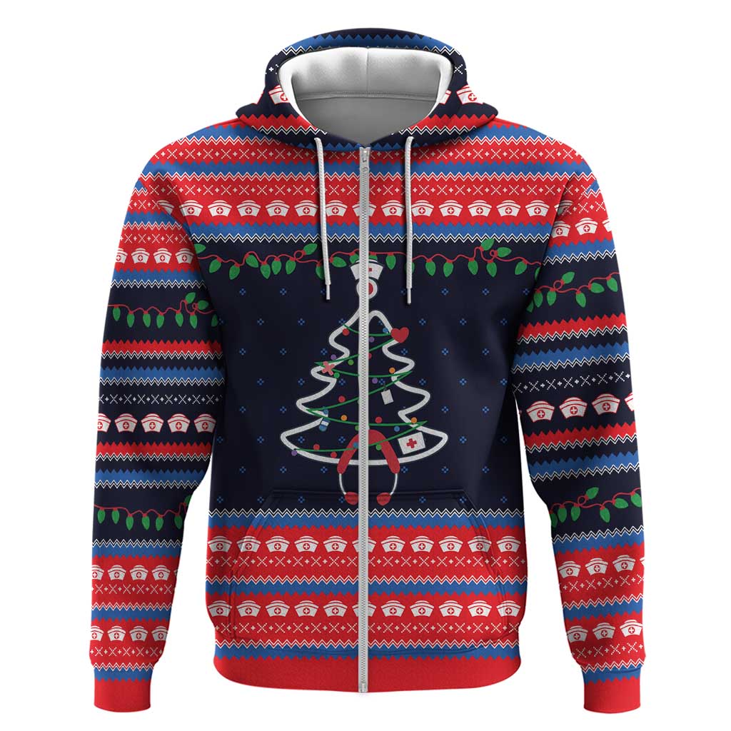 Merry Christmas Nurse Hoodie Stethoscope Tree Nurses and Medical Workers - Wonder Print Shop