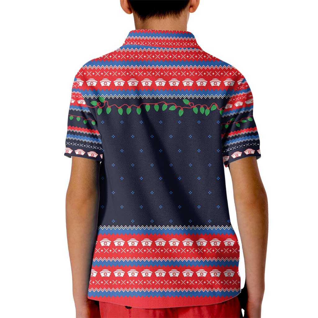 Merry Christmas Nurse Kid Polo Shirt Stethoscope Tree Nurses and Medical Workers - Wonder Print Shop