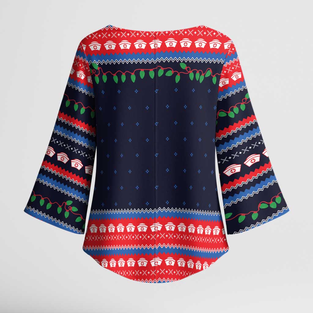 Merry Christmas Nurse Kimono Sleeve Blouse Stethoscope Tree Nurses and Medical Workers - Wonder Print Shop