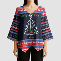 Merry Christmas Nurse Kimono Sleeve Blouse Stethoscope Tree Nurses and Medical Workers - Wonder Print Shop