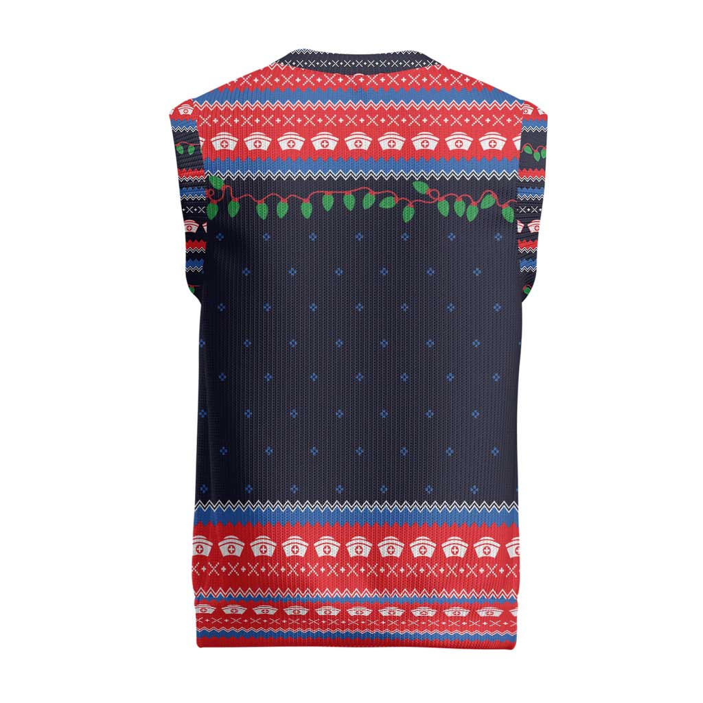 Merry Christmas Nurse Christmas Knitted V-Neck Vest Stethoscope Tree Nurses and Medical Workers - Wonder Print Shop