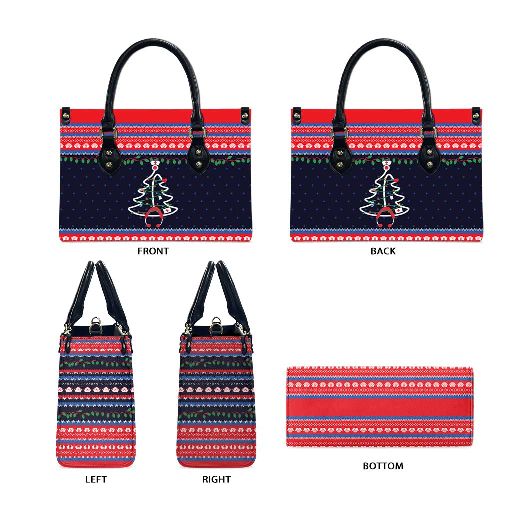 Merry Christmas Nurse Leather Bag Stethoscope Tree Nurses and Medical Workers - Wonder Print Shop