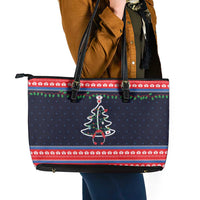 Merry Christmas Nurse Leather Tote Bag Stethoscope Tree Nurses and Medical Workers - Wonder Print Shop