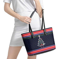 Merry Christmas Nurse Leather Tote Bag Stethoscope Tree Nurses and Medical Workers - Wonder Print Shop