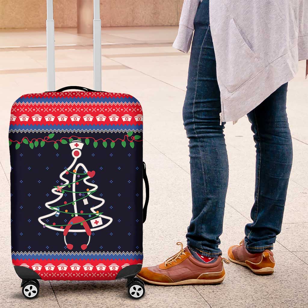 Merry Christmas Nurse Luggage Cover Stethoscope Tree Nurses and Medical Workers - Wonder Print Shop