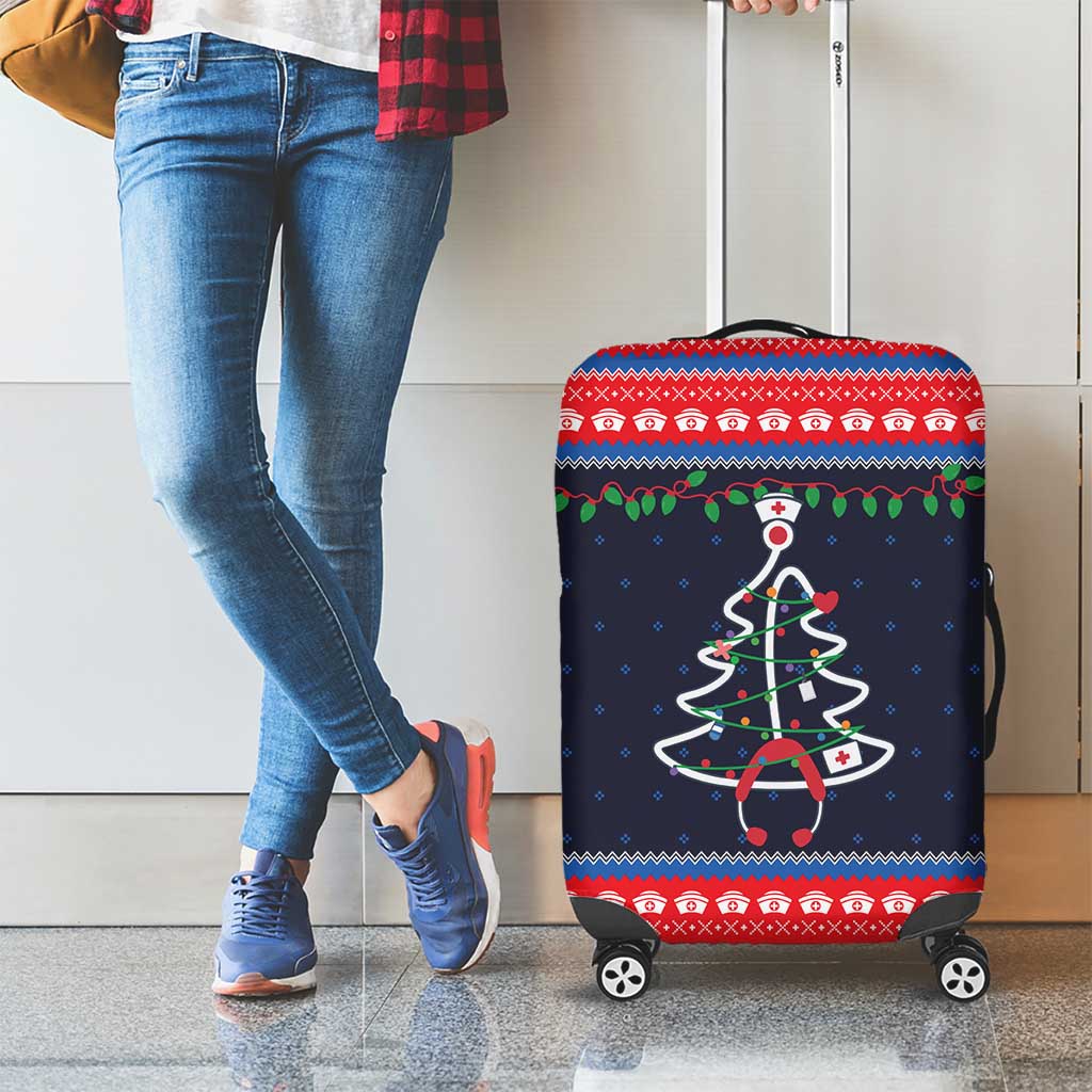 Merry Christmas Nurse Luggage Cover Stethoscope Tree Nurses and Medical Workers - Wonder Print Shop