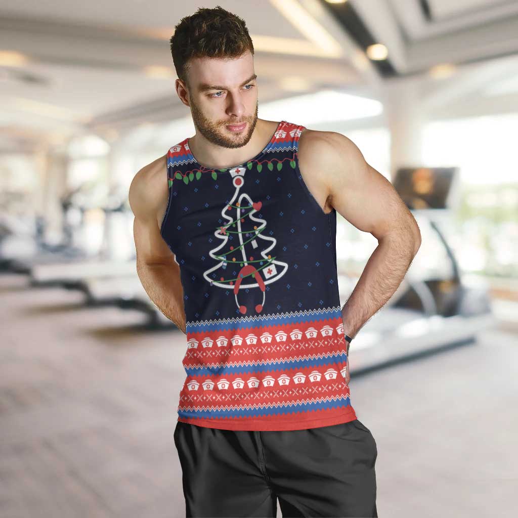 Merry Christmas Nurse Men Tank Top Stethoscope Tree Nurses and Medical Workers - Wonder Print Shop
