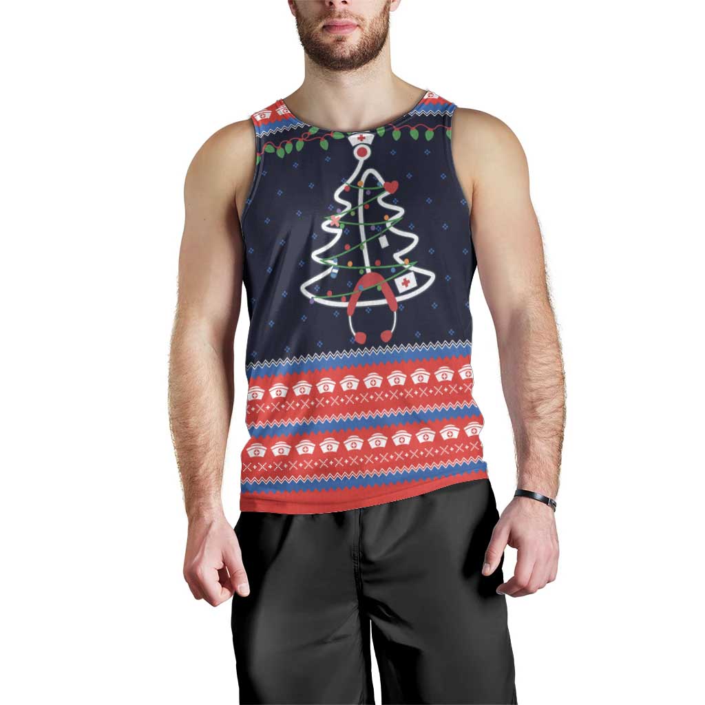 Merry Christmas Nurse Men Tank Top Stethoscope Tree Nurses and Medical Workers - Wonder Print Shop