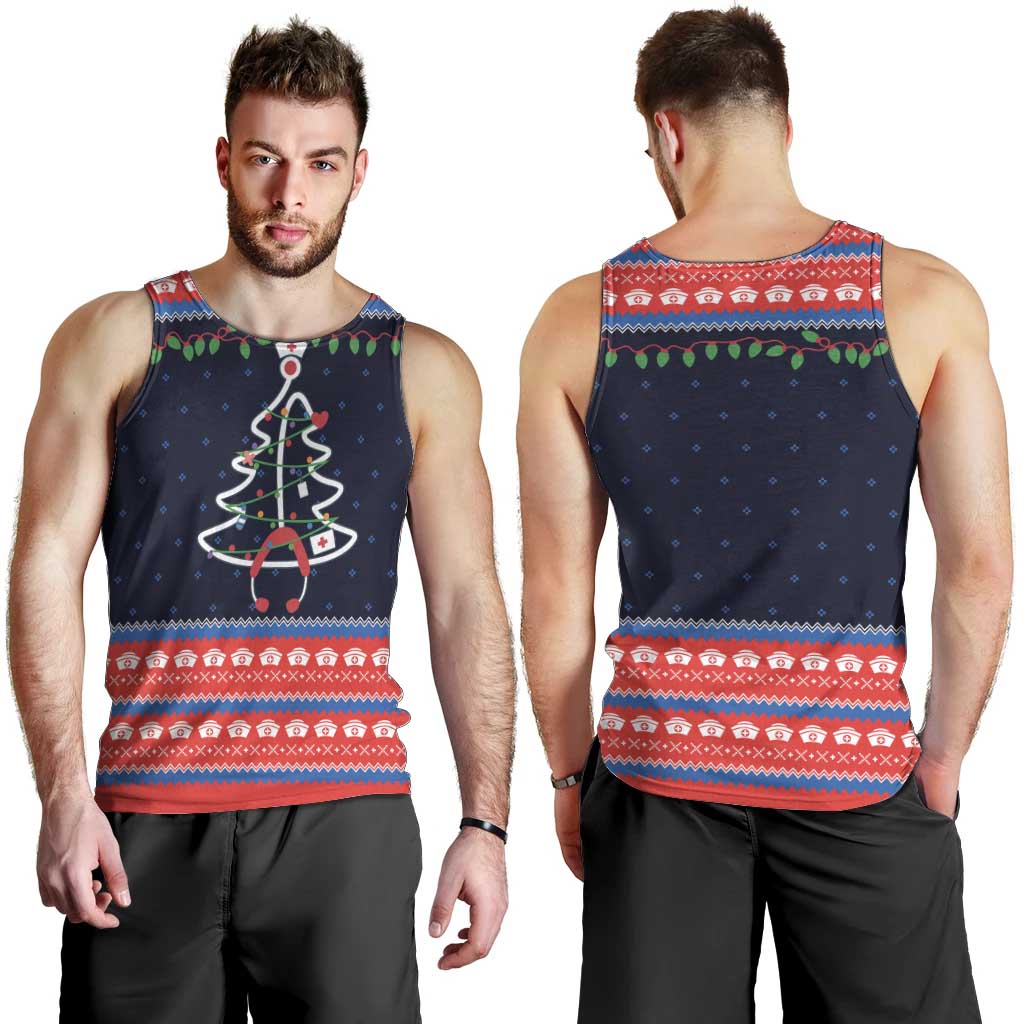 Merry Christmas Nurse Men Tank Top Stethoscope Tree Nurses and Medical Workers - Wonder Print Shop