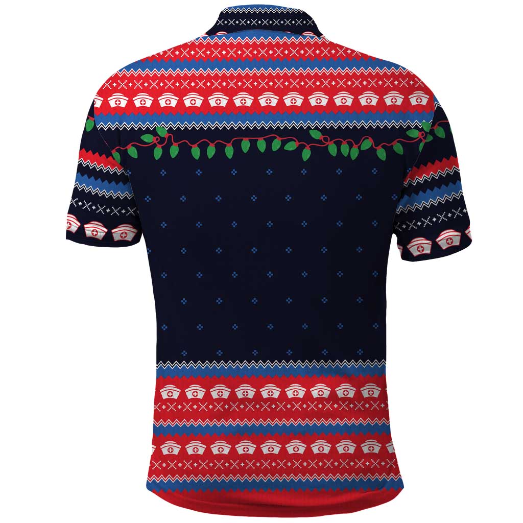 Merry Christmas Nurse Polo Shirt Stethoscope Tree Nurses and Medical Workers - Wonder Print Shop