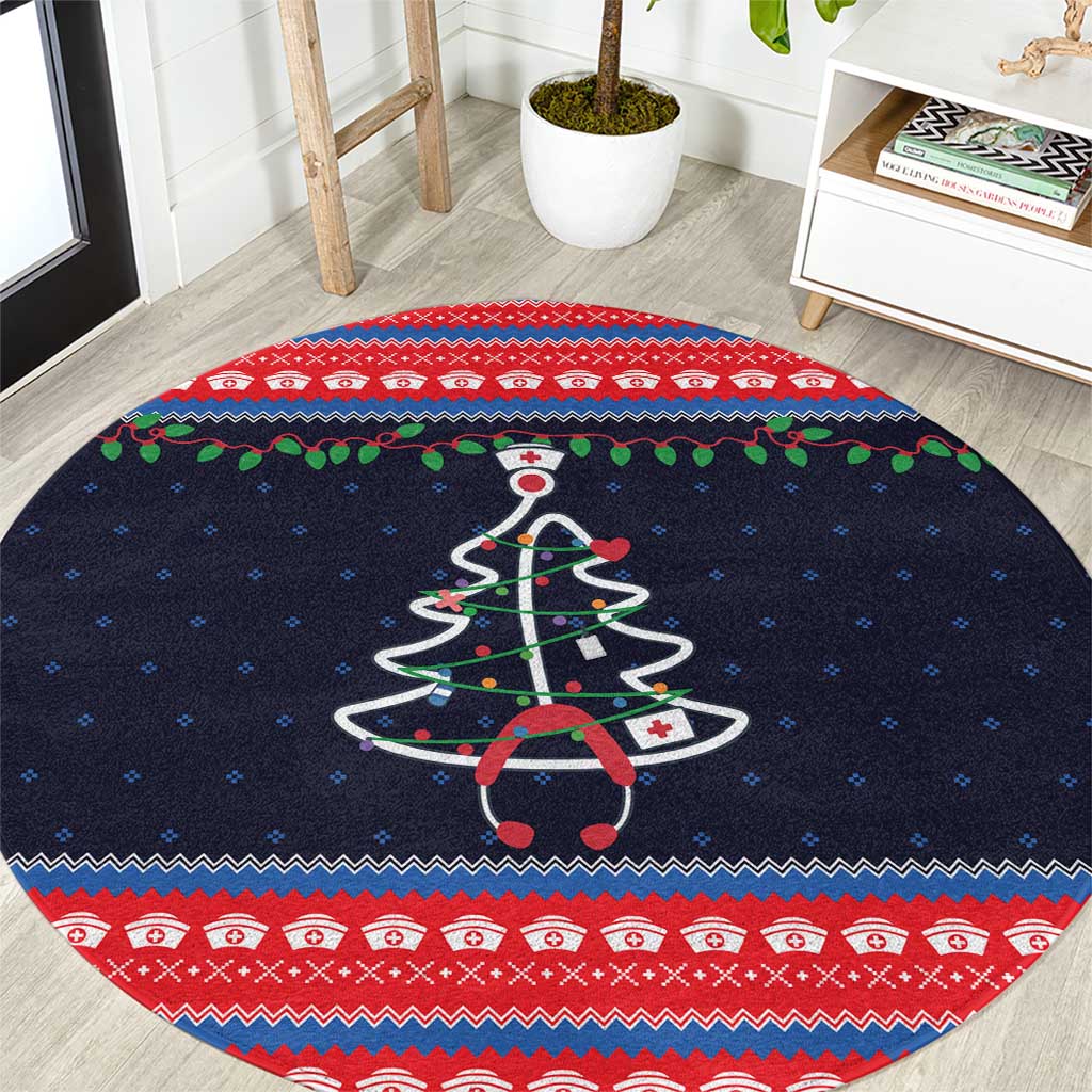 Merry Christmas Nurse Round Carpet Stethoscope Tree Nurses and Medical Workers - Wonder Print Shop