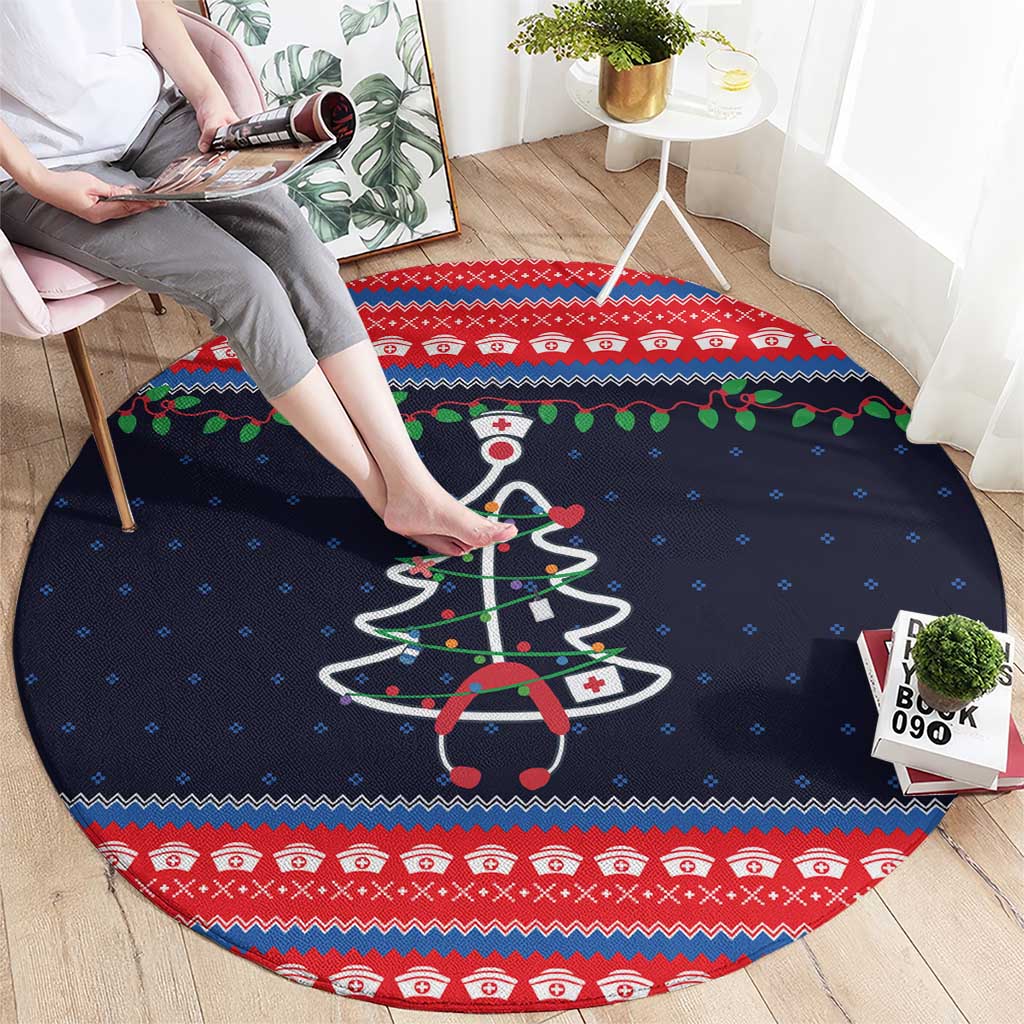 Merry Christmas Nurse Round Carpet Stethoscope Tree Nurses and Medical Workers - Wonder Print Shop