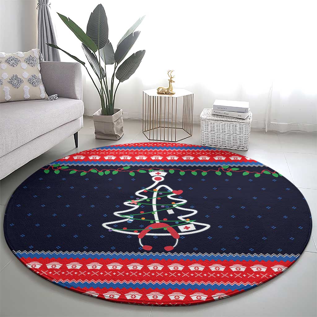 Merry Christmas Nurse Round Carpet Stethoscope Tree Nurses and Medical Workers - Wonder Print Shop