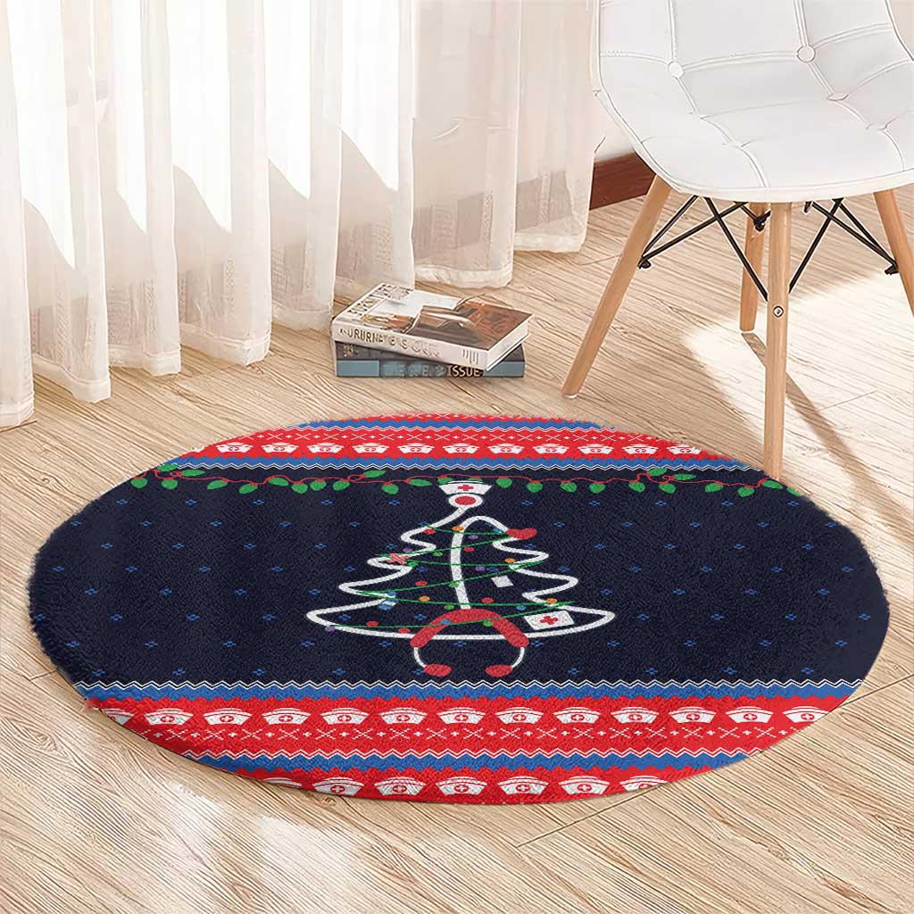 Merry Christmas Nurse Round Carpet Stethoscope Tree Nurses and Medical Workers - Wonder Print Shop