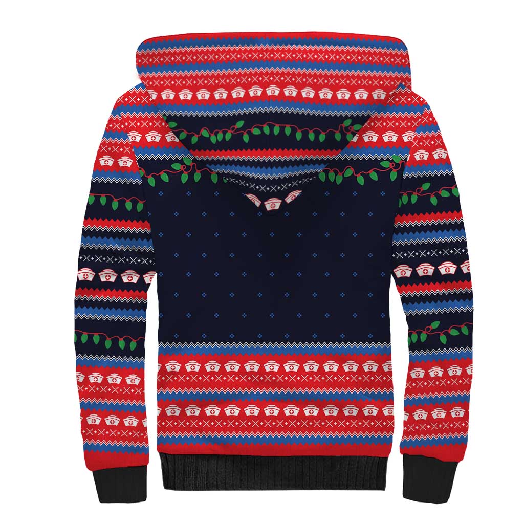 Merry Christmas Nurse Sherpa Hoodie Stethoscope Tree Nurses and Medical Workers - Wonder Print Shop