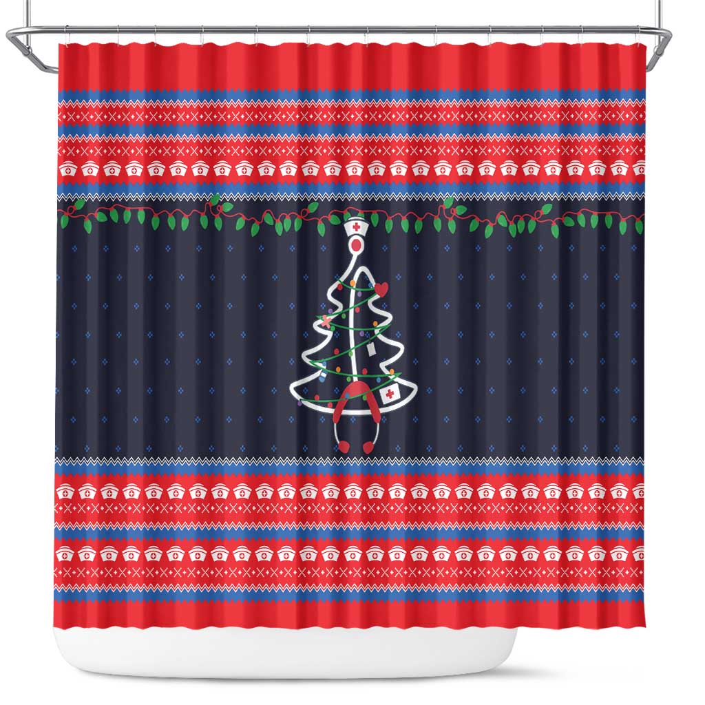 Merry Christmas Nurse Shower Curtain Stethoscope Tree Nurses and Medical Workers - Wonder Print Shop