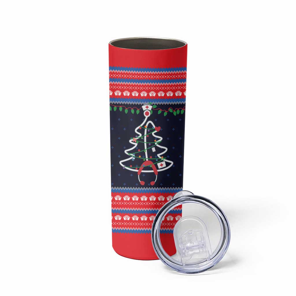 Merry Christmas Nurse Skinny Tumbler Stethoscope Tree Nurses and Medical Workers - Wonder Print Shop