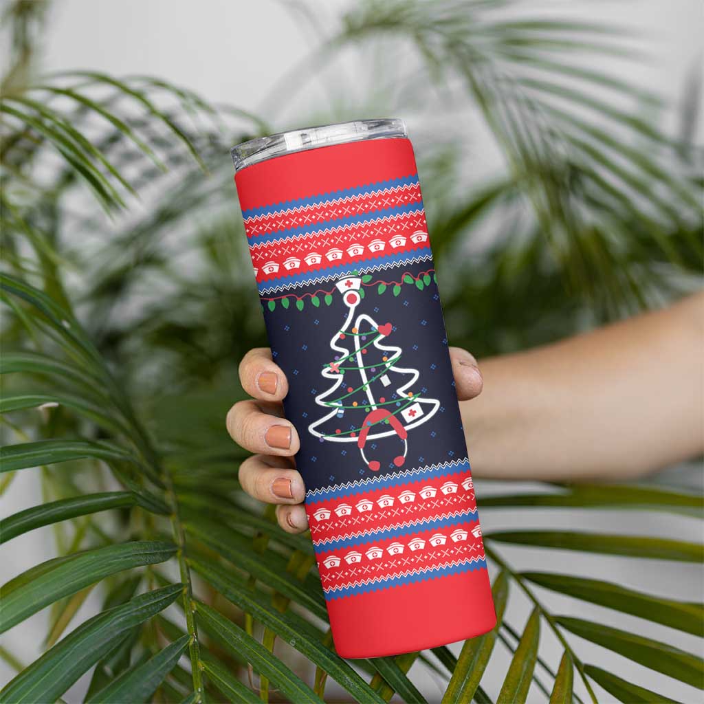 Merry Christmas Nurse Skinny Tumbler Stethoscope Tree Nurses and Medical Workers - Wonder Print Shop