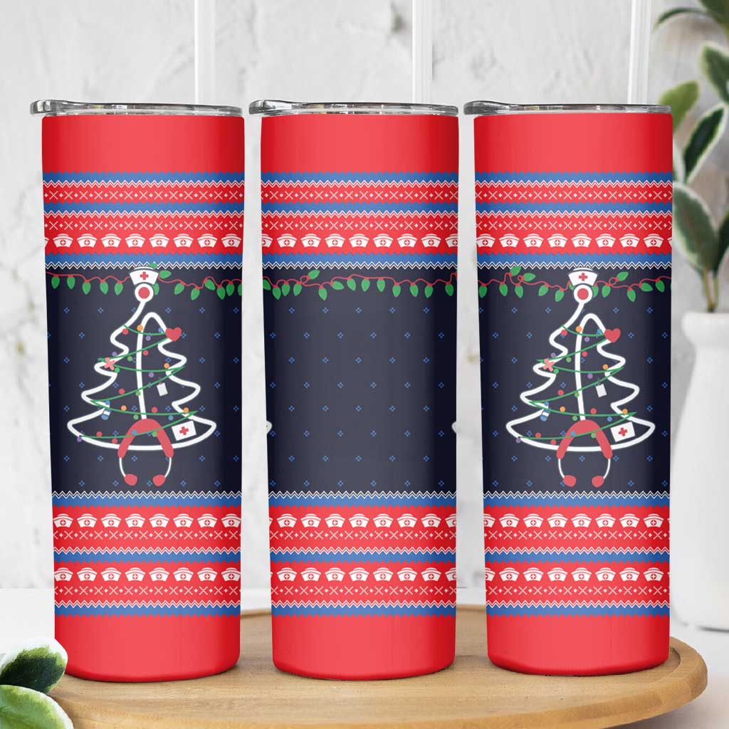 Merry Christmas Nurse Skinny Tumbler Stethoscope Tree Nurses and Medical Workers - Wonder Print Shop