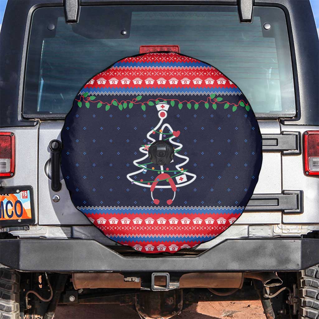 Merry Christmas Nurse Spare Tire Cover Stethoscope Tree Nurses and Medical Workers - Wonder Print Shop