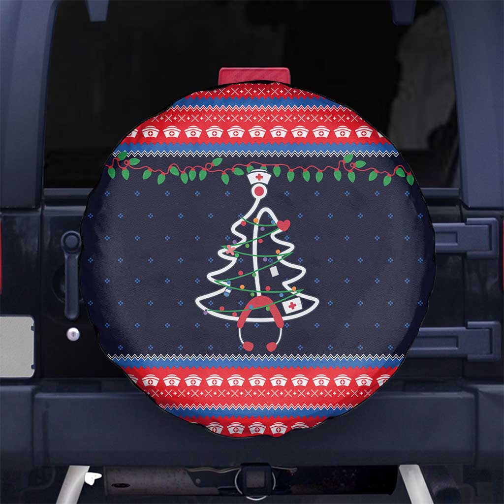 Merry Christmas Nurse Spare Tire Cover Stethoscope Tree Nurses and Medical Workers - Wonder Print Shop