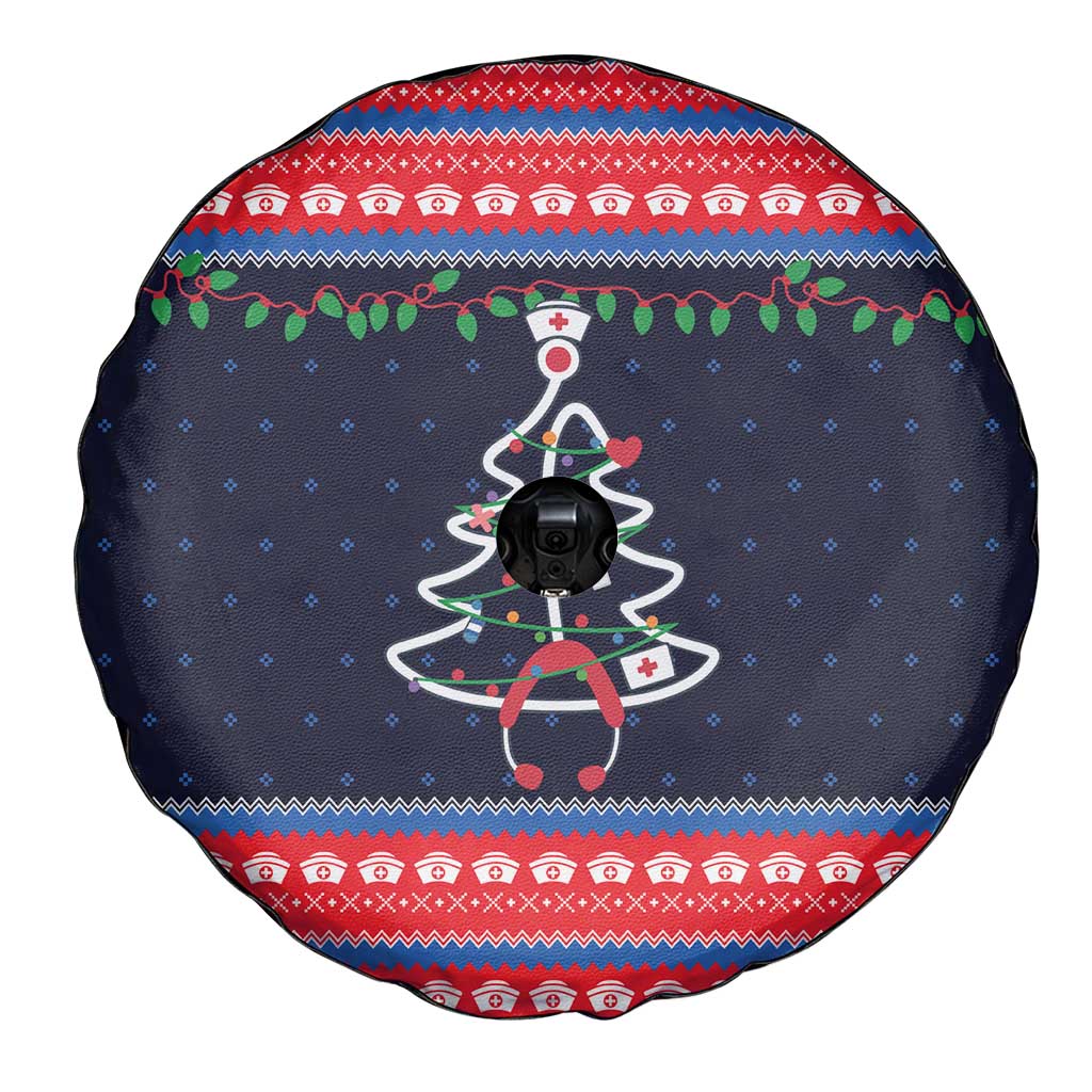 Merry Christmas Nurse Spare Tire Cover Stethoscope Tree Nurses and Medical Workers - Wonder Print Shop