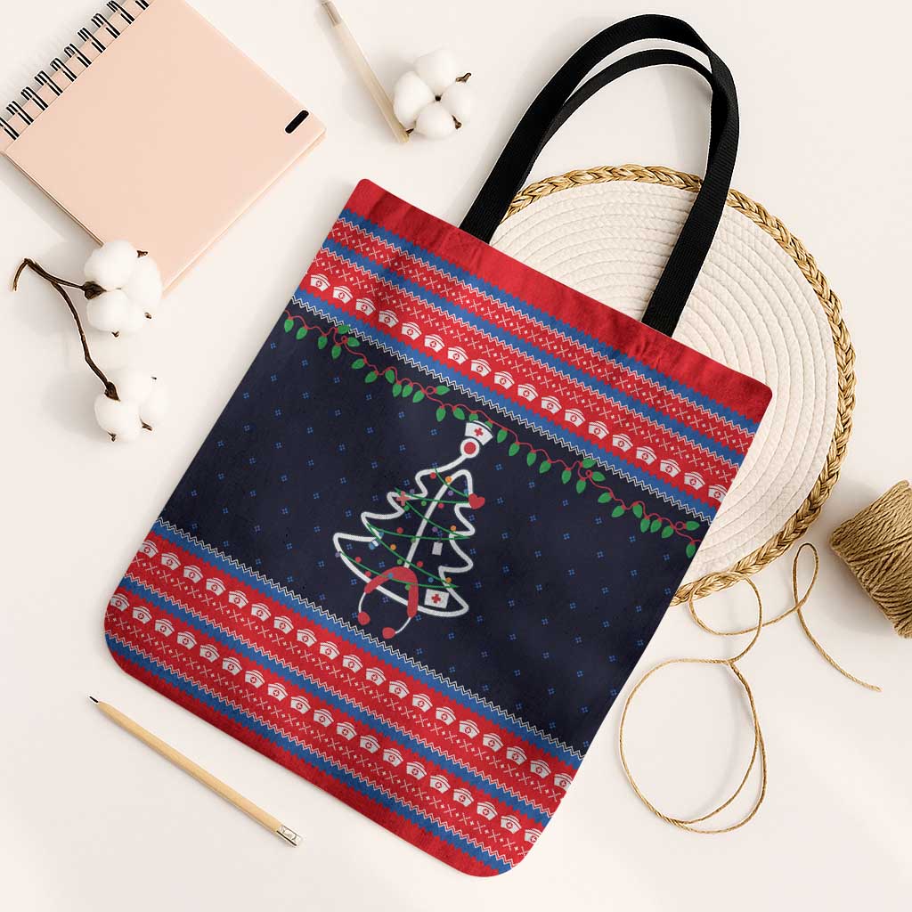 Merry Christmas Nurse Tote Bag Stethoscope Tree Nurses and Medical Workers - Wonder Print Shop