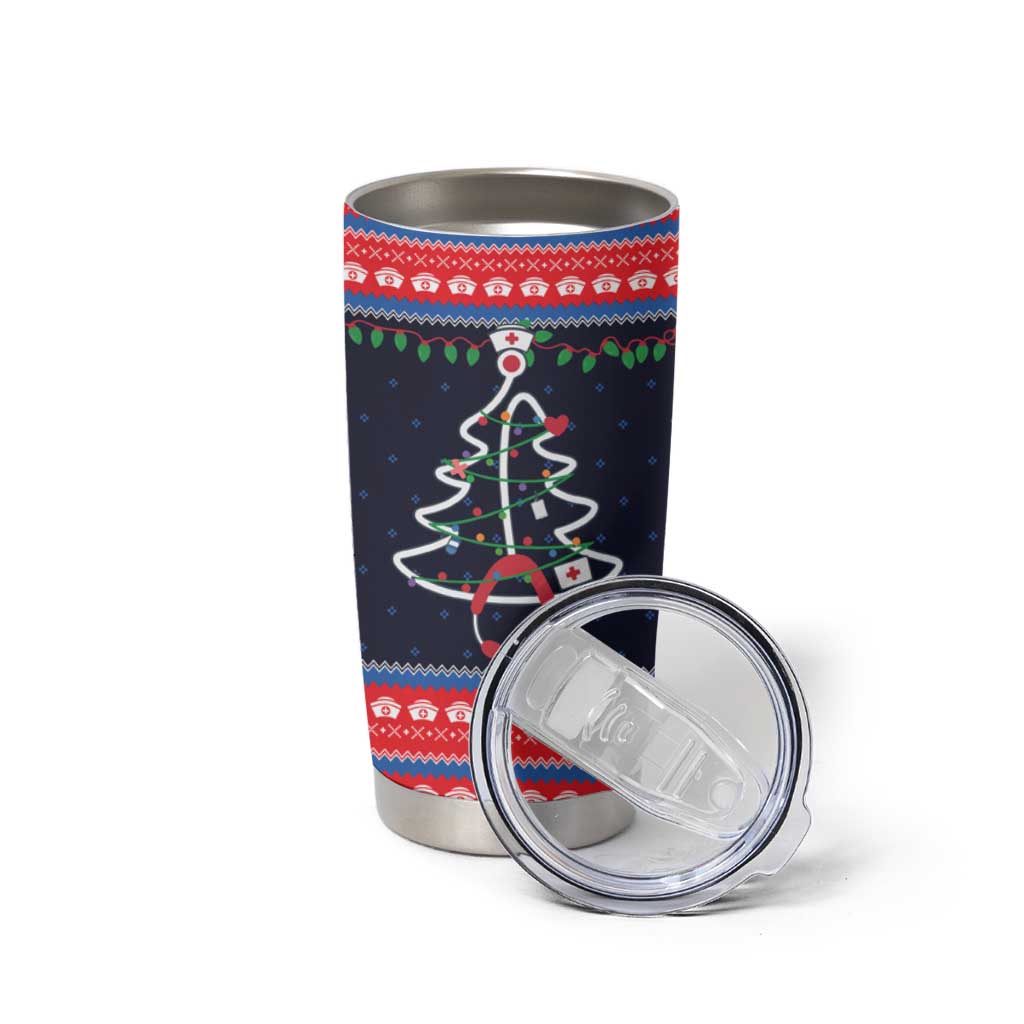 Merry Christmas Nurse Tumbler Cup Stethoscope Tree Nurses and Medical Workers - Wonder Print Shop