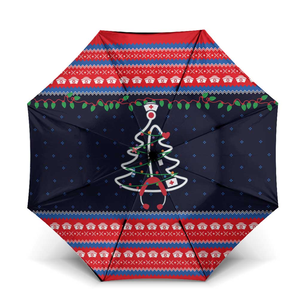 Merry Christmas Nurse Umbrella Stethoscope Tree Nurses and Medical Workers - Wonder Print Shop