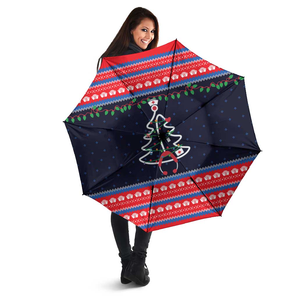 Merry Christmas Nurse Umbrella Stethoscope Tree Nurses and Medical Workers - Wonder Print Shop