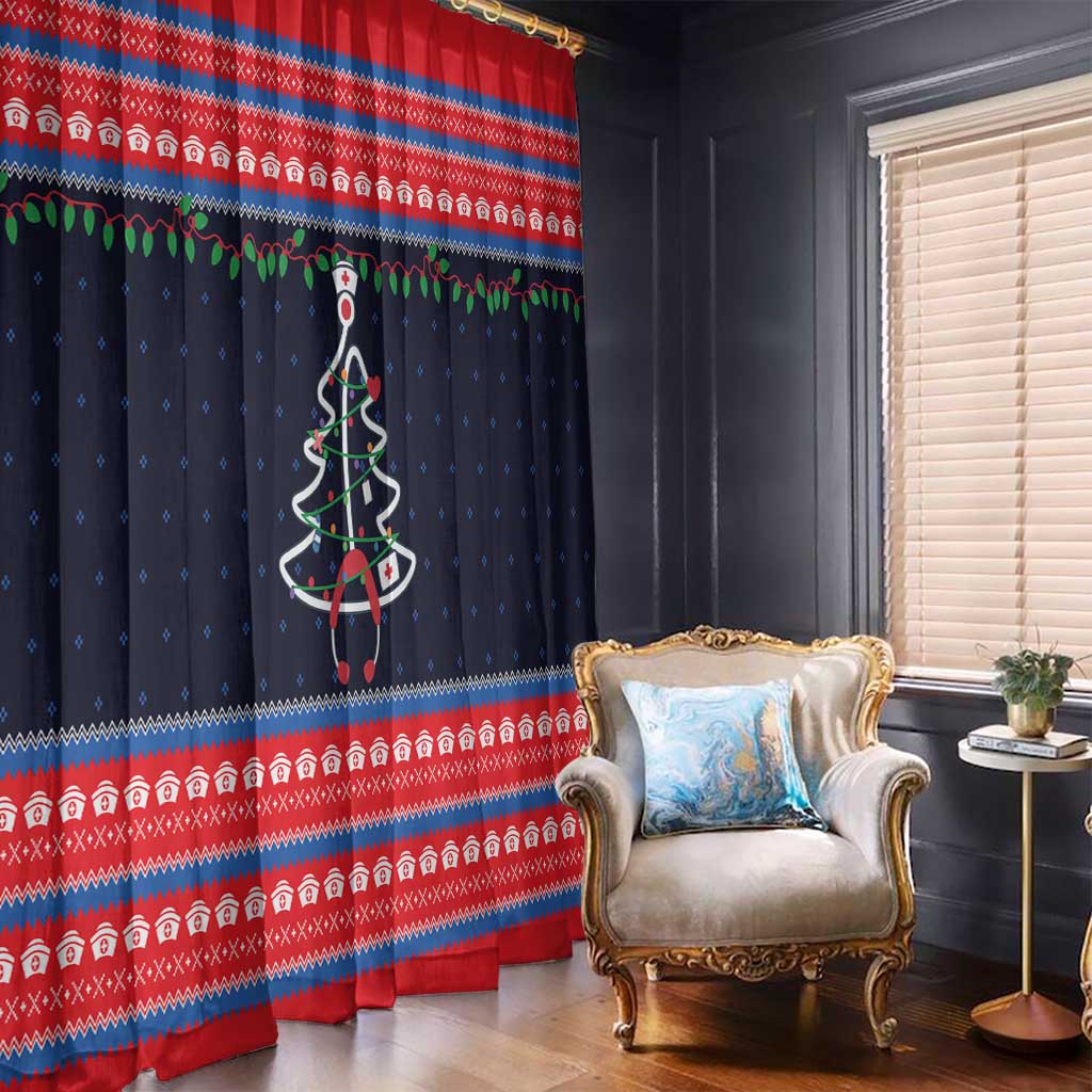 Merry Christmas Nurse Window Curtain Stethoscope Tree Nurses and Medical Workers - Wonder Print Shop
