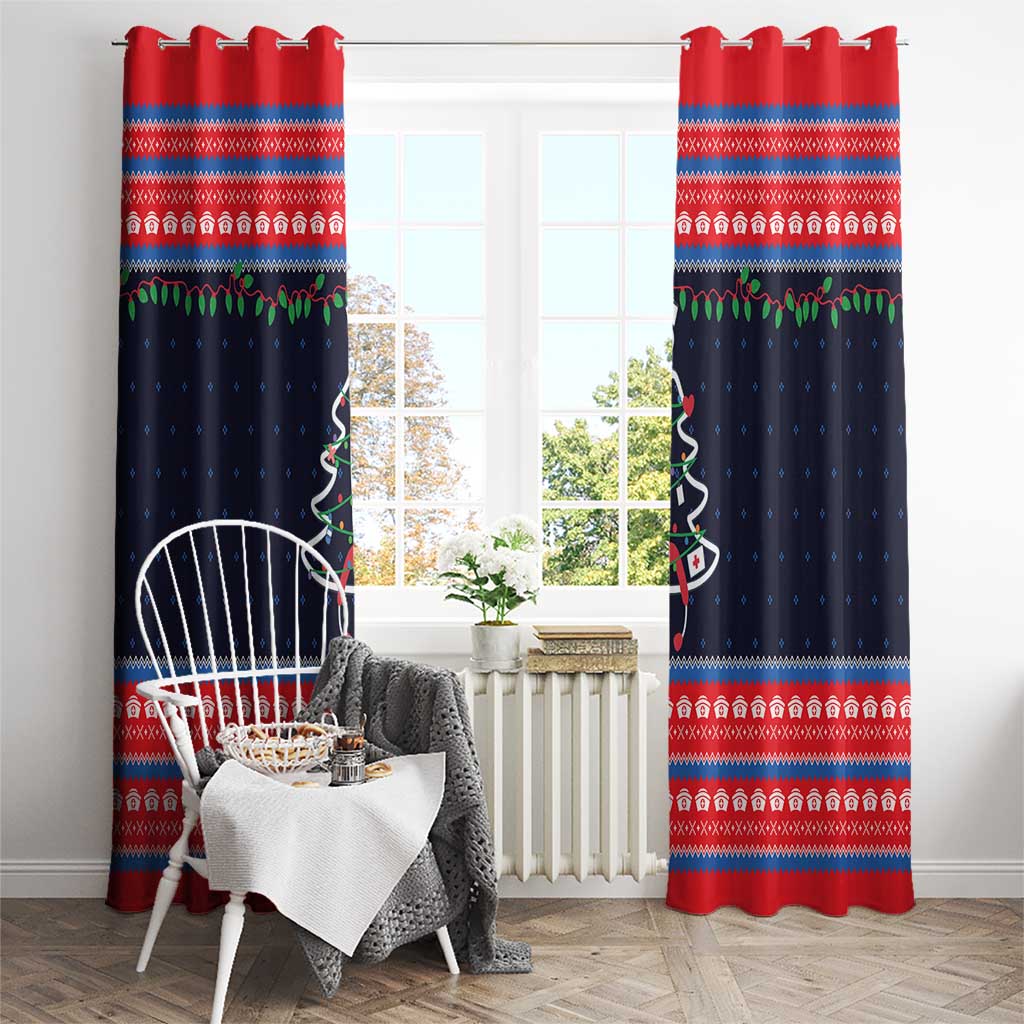 Merry Christmas Nurse Window Curtain Stethoscope Tree Nurses and Medical Workers - Wonder Print Shop