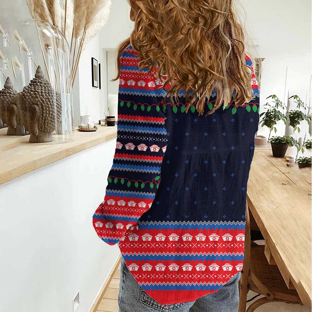 Merry Christmas Nurse Women Casual Shirt Stethoscope Tree Nurses and Medical Workers - Wonder Print Shop