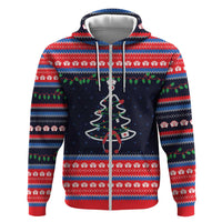 Merry Christmas Nurse Zip Hoodie Stethoscope Tree Nurses and Medical Workers - Wonder Print Shop