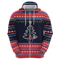 Merry Christmas Nurse Zip Hoodie Stethoscope Tree Nurses and Medical Workers - Wonder Print Shop