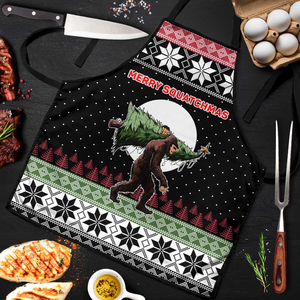Funny Bigfoot Christmas Apron Xmas Holiday Patterns - Wonder Print Shop