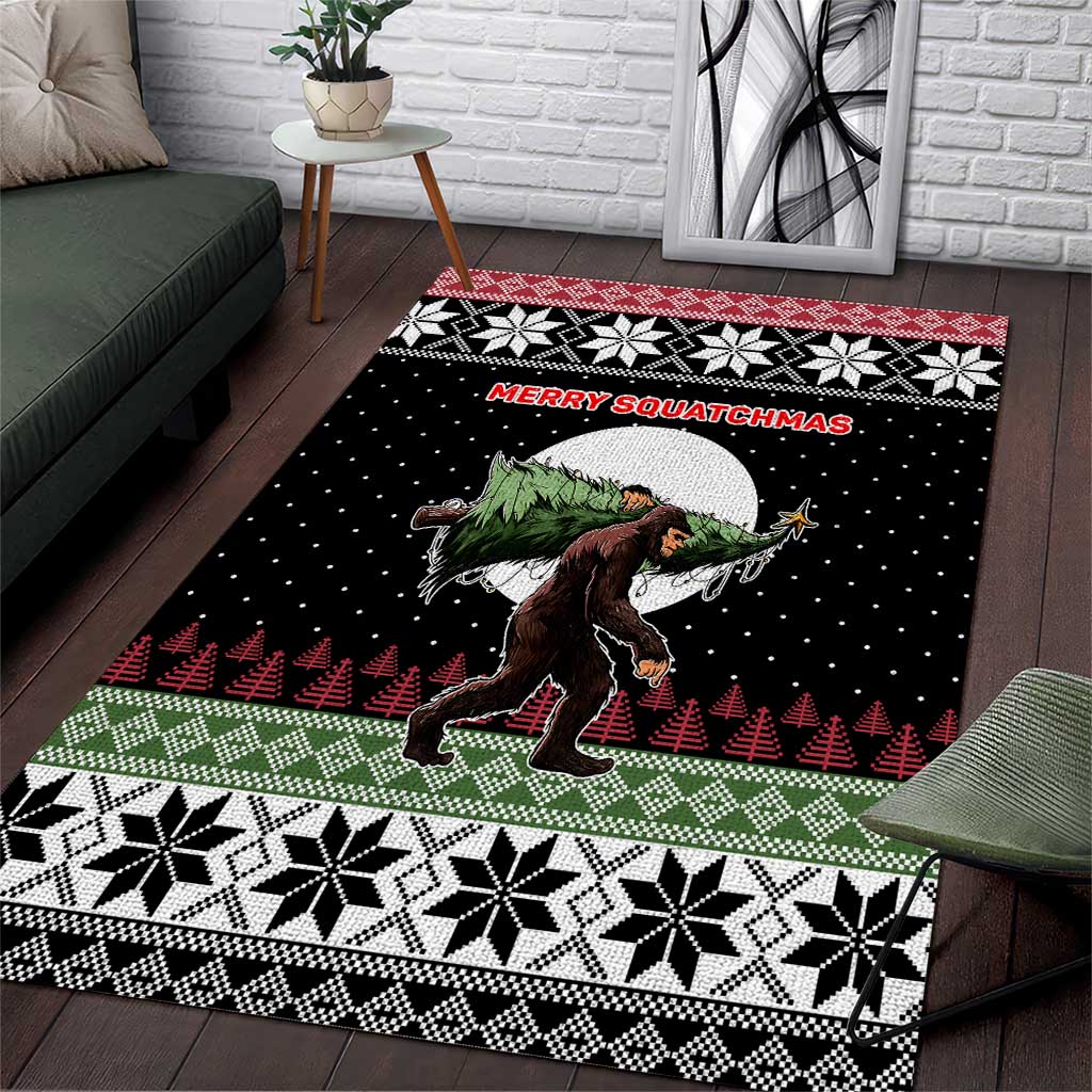 Funny Bigfoot Christmas Area Rug Xmas Holiday Patterns - Wonder Print Shop