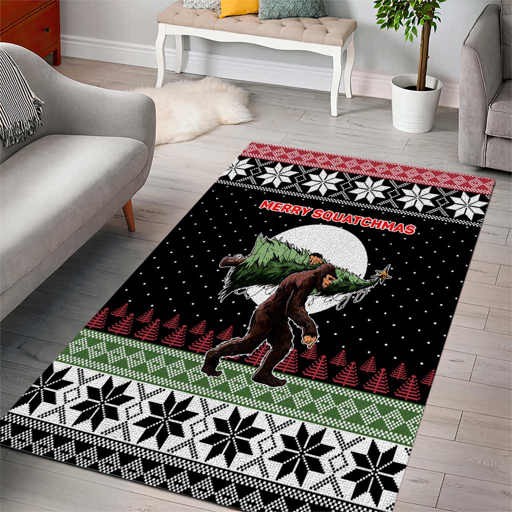 Funny Bigfoot Christmas Area Rug Xmas Holiday Patterns - Wonder Print Shop