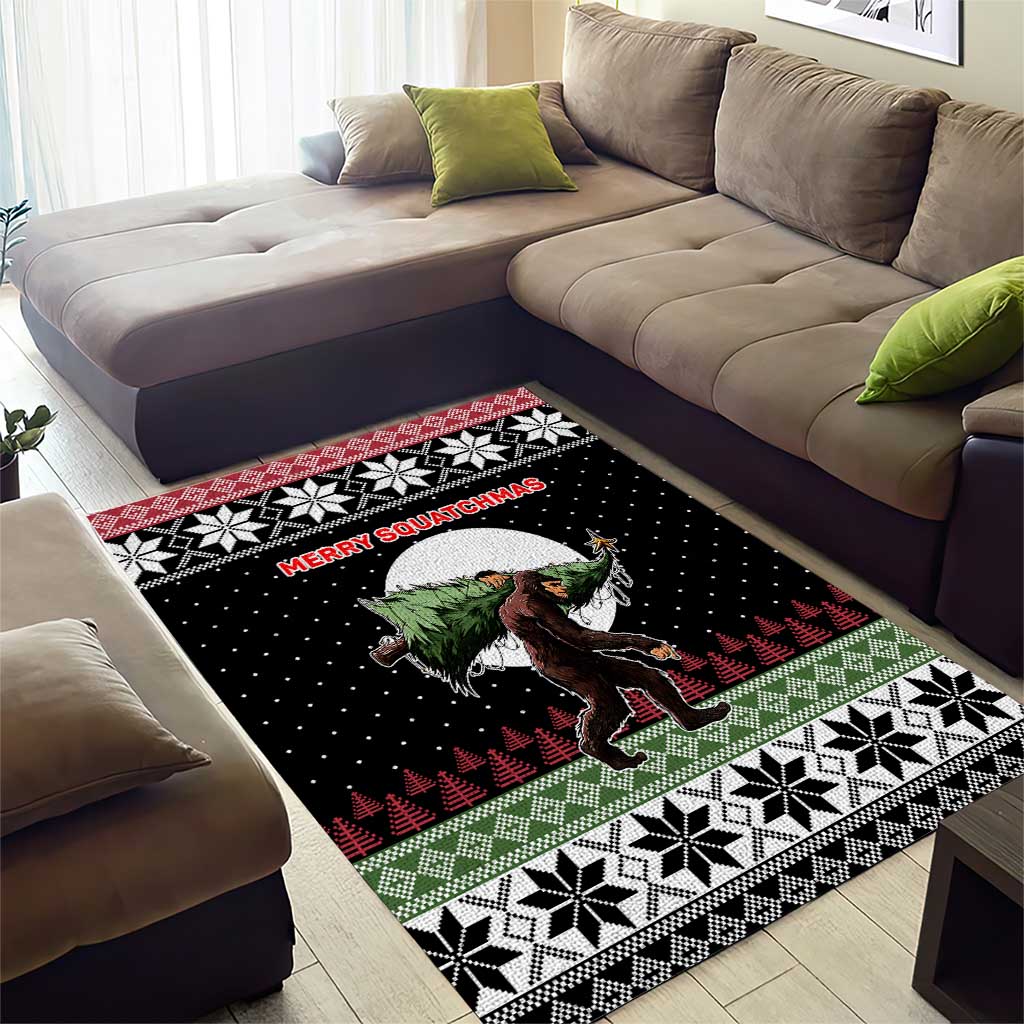 Funny Bigfoot Christmas Area Rug Xmas Holiday Patterns - Wonder Print Shop