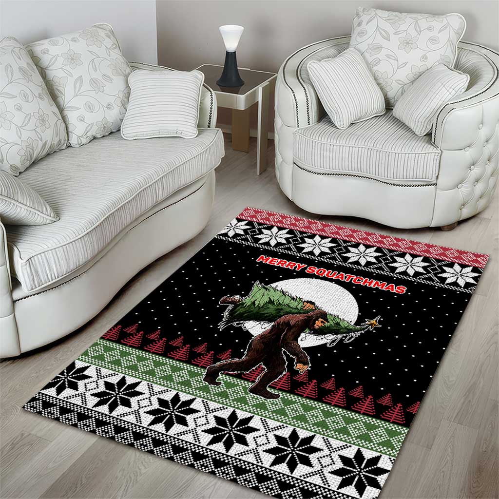 Funny Bigfoot Christmas Area Rug Xmas Holiday Patterns - Wonder Print Shop