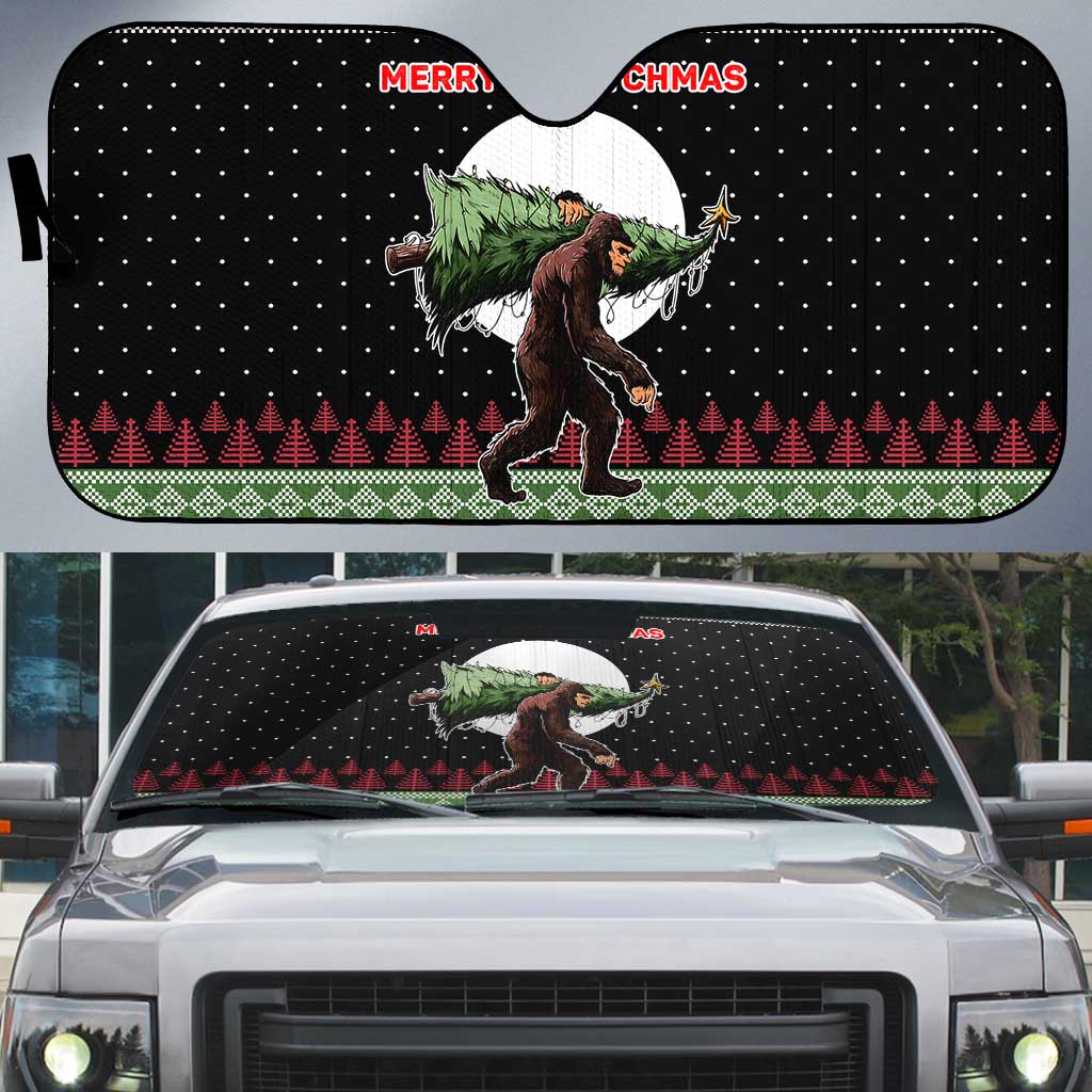 Funny Bigfoot Christmas Auto Sun Shade Xmas Holiday Patterns - Wonder Print Shop