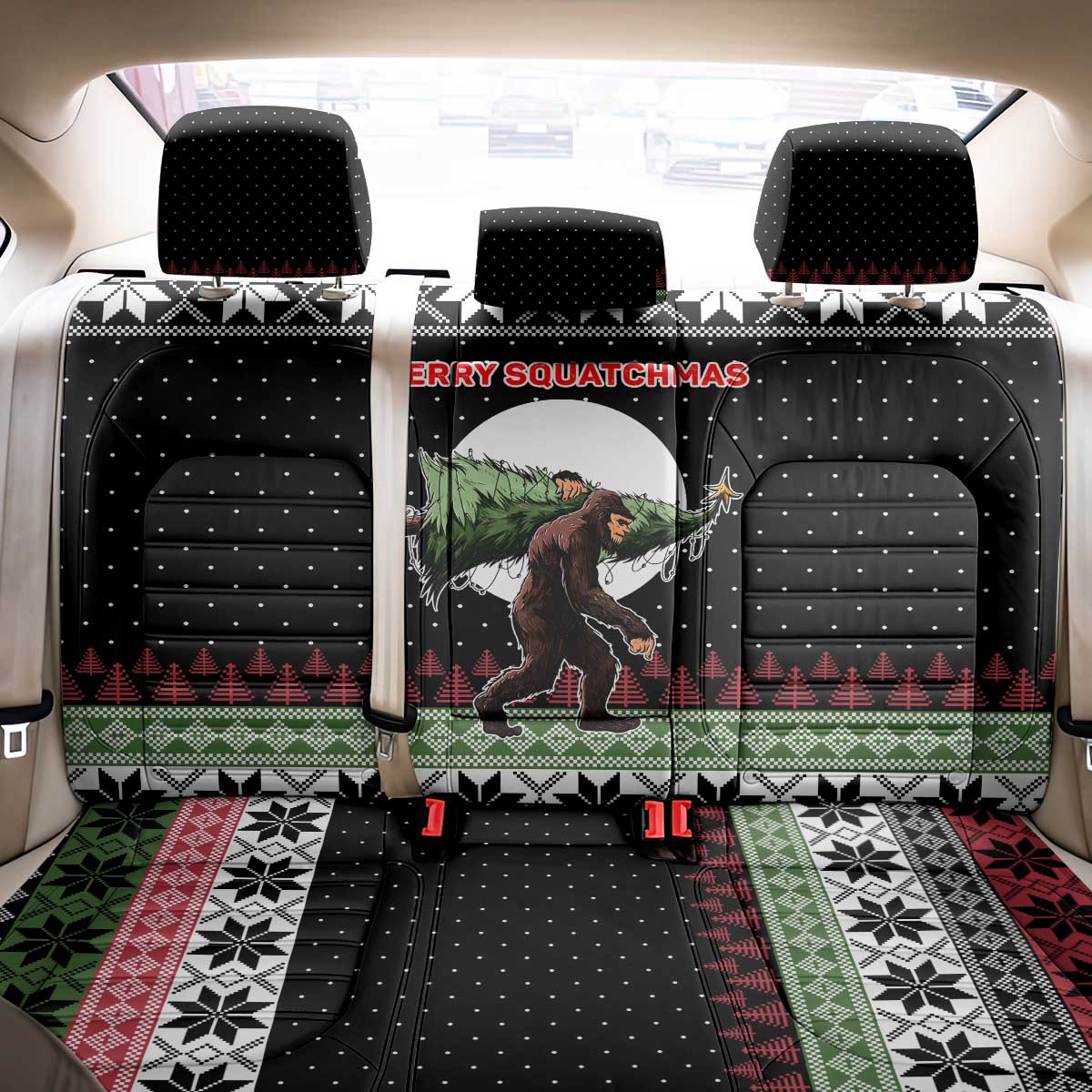 Funny Bigfoot Christmas Back Car Seat Cover Xmas Holiday Patterns - Wonder Print Shop