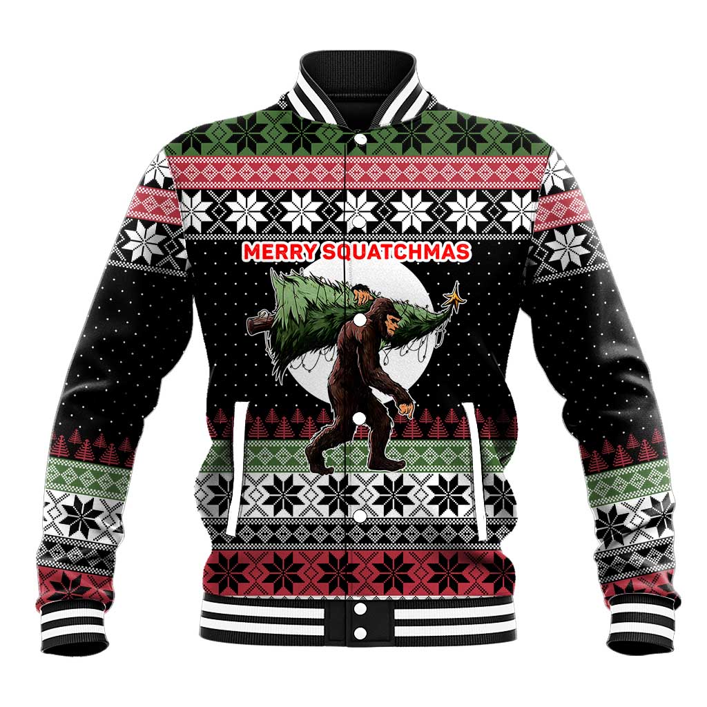 Funny Bigfoot Christmas Baseball Jacket Xmas Holiday Patterns - Wonder Print Shop