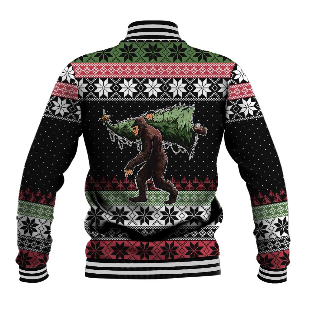 Funny Bigfoot Christmas Baseball Jacket Xmas Holiday Patterns - Wonder Print Shop