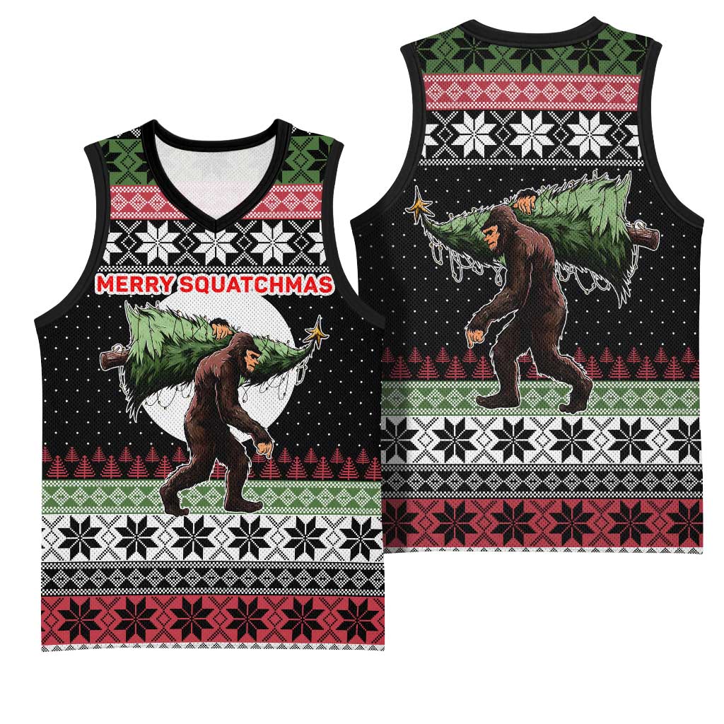 Funny Bigfoot Christmas Basketball Jersey Xmas Holiday Patterns - Wonder Print Shop