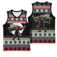 Funny Bigfoot Christmas Basketball Jersey Xmas Holiday Patterns - Wonder Print Shop
