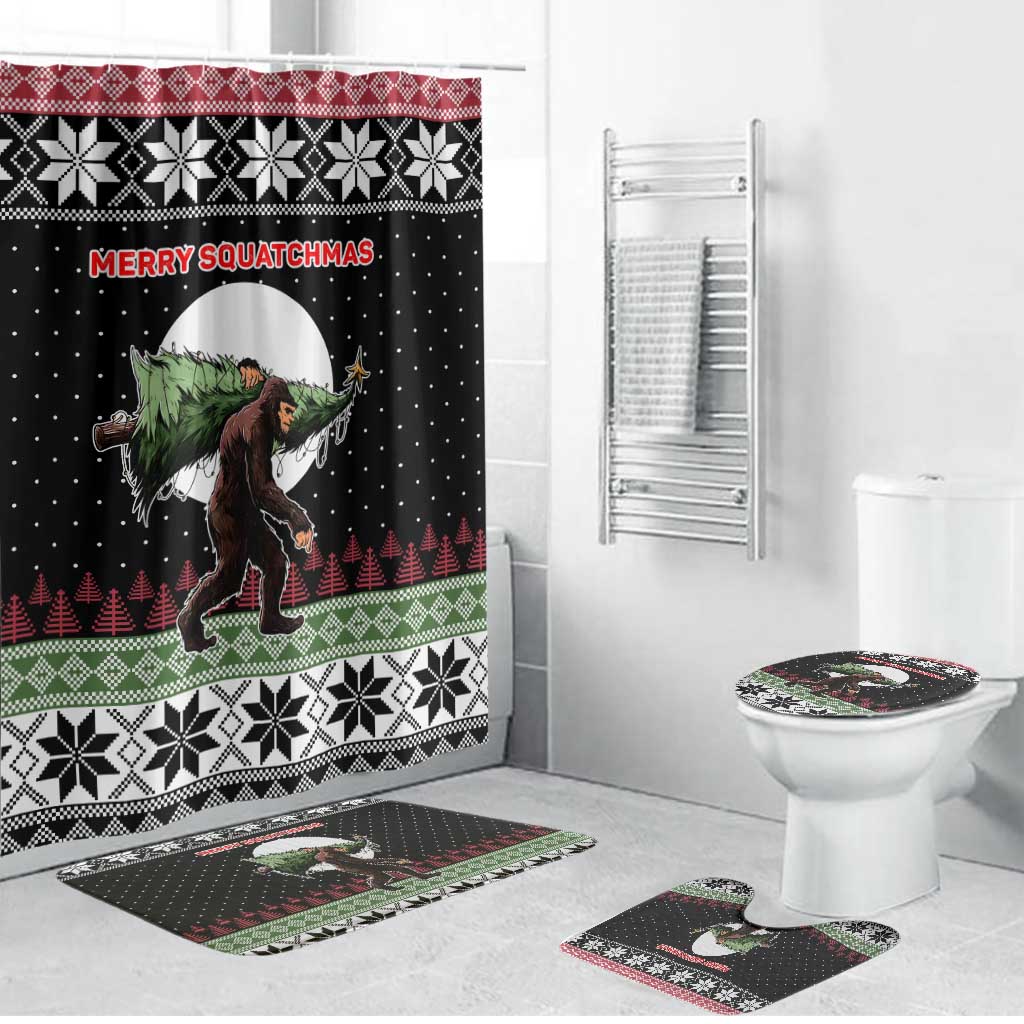 Funny Bigfoot Christmas Bathroom Set Xmas Holiday Patterns - Wonder Print Shop