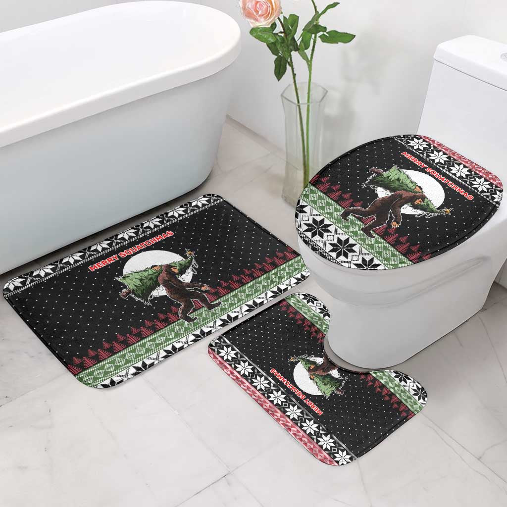 Funny Bigfoot Christmas Bathroom Set Xmas Holiday Patterns - Wonder Print Shop