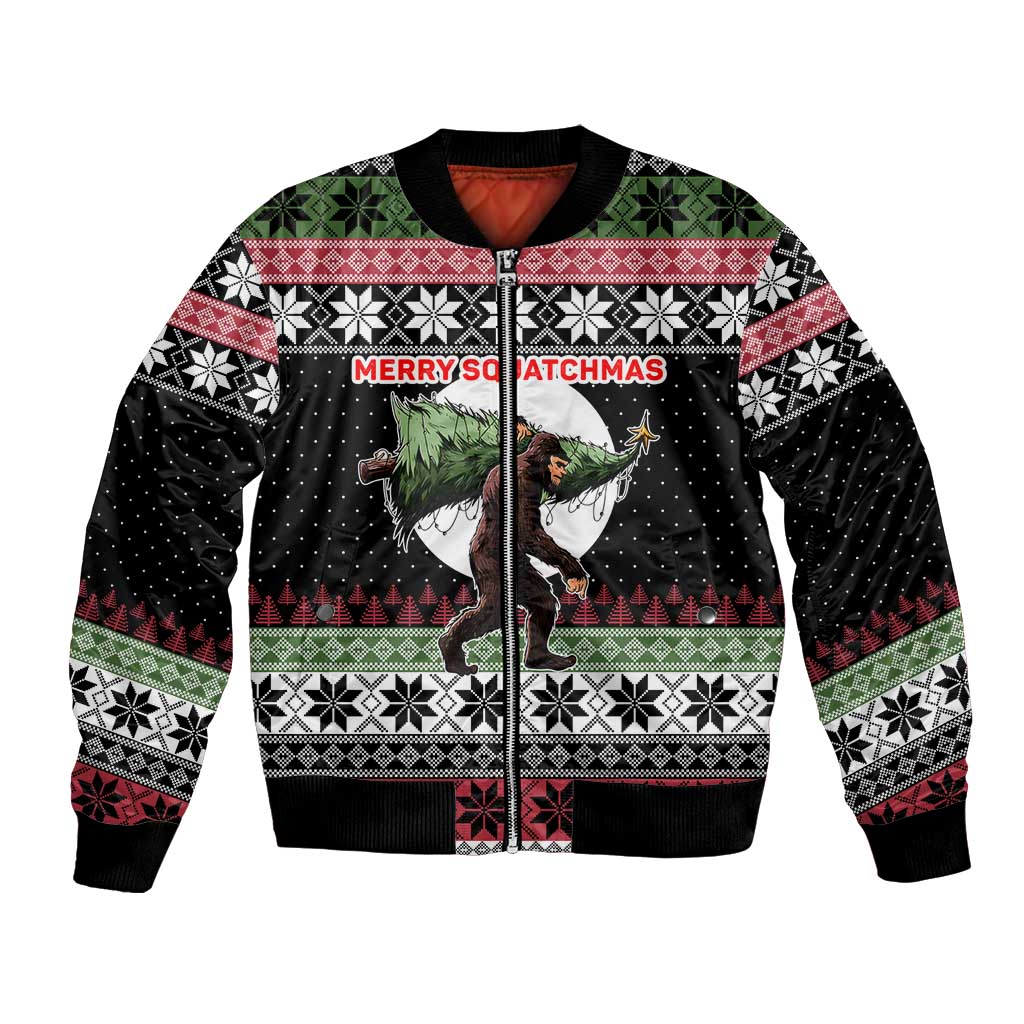 Funny Bigfoot Christmas Bomber Jacket Xmas Holiday Patterns - Wonder Print Shop