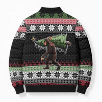 Funny Bigfoot Christmas Bomber Puffer Jacket Xmas Holiday Patterns - Wonder Print Shop